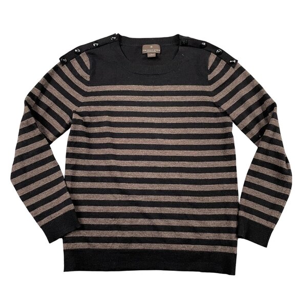 Fenn Wright Manson Sweater Womens Large 100% Merino Wool Striped Brown - Picture 1 of 6